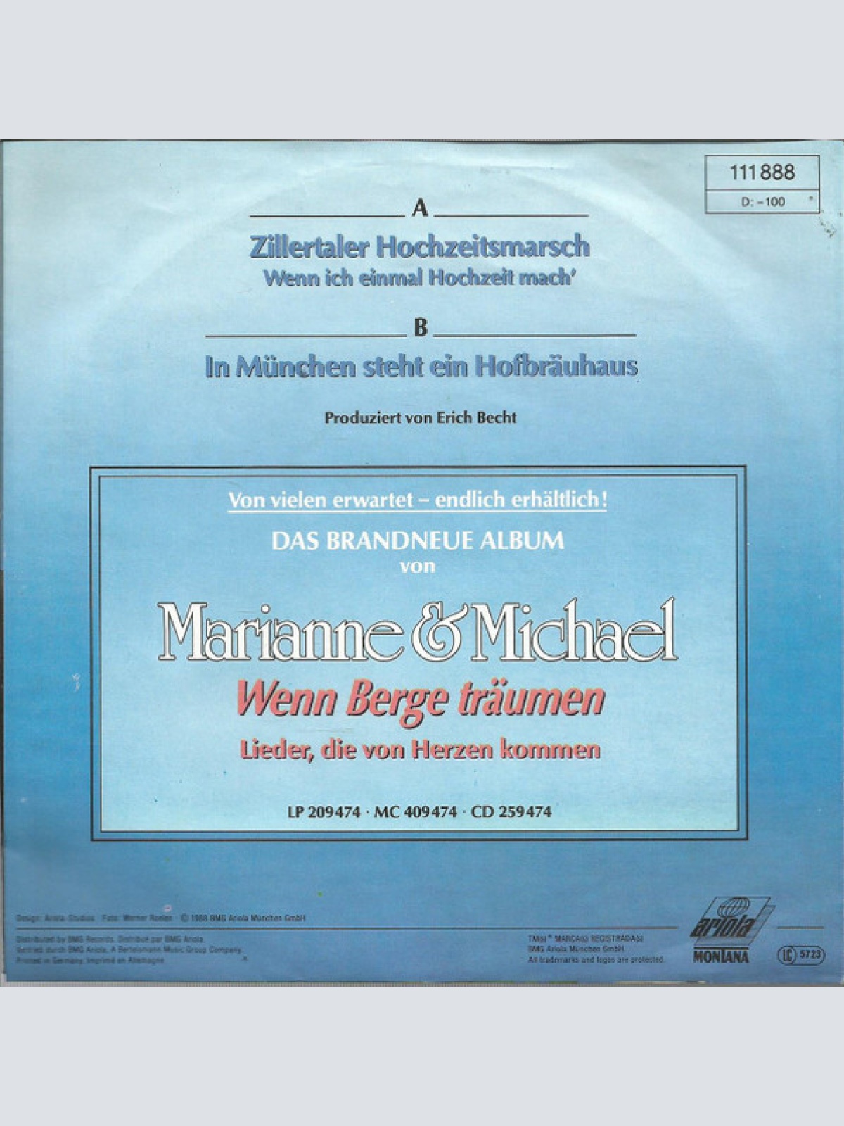 Vinyl / Marianne & Michael - Zillertaler Hochzeitsmarsch (Wenn Ich Einmal Hochzeit Mach')