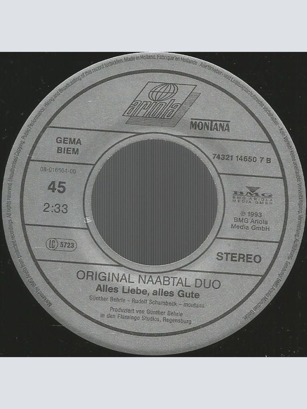 Vinyl / Original Naabtal Duo - Venedig Ist Ein Katzensprung