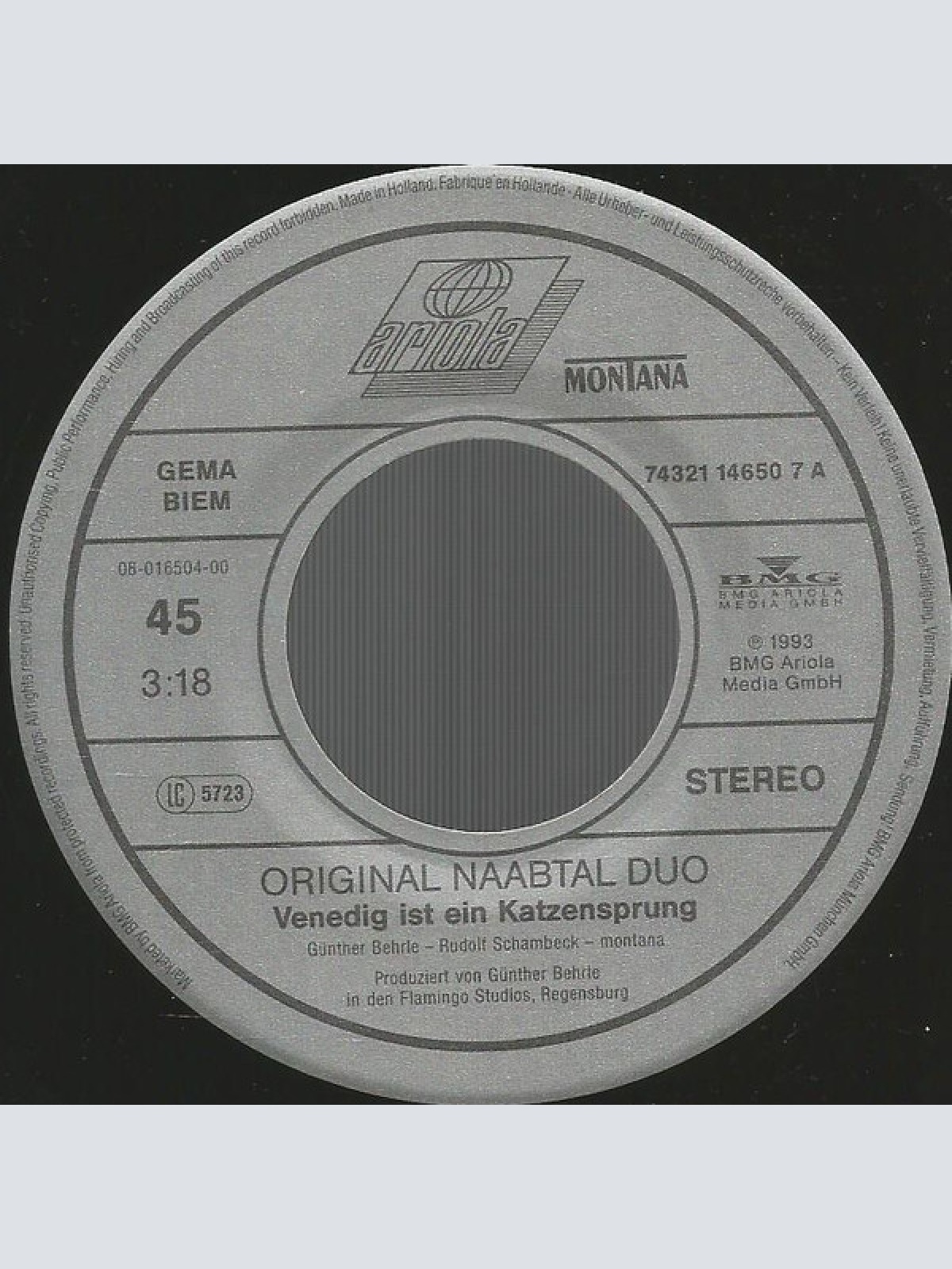 Vinyl / Original Naabtal Duo - Venedig Ist Ein Katzensprung