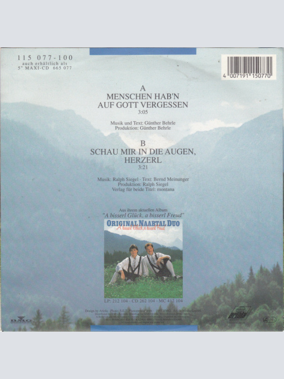 Vinyl / Original Naabtal Duo - Menschen Hab'n Auf Gott Vergessen