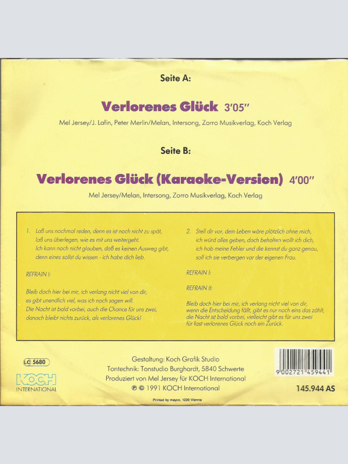 Vinyl / Dennie Christian - Verlorenes Glück