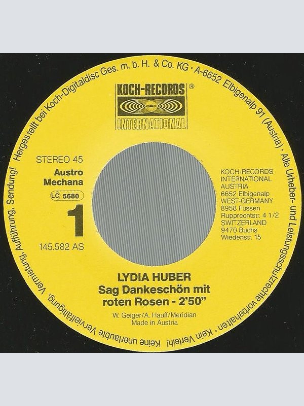 Vinyl / Lydia Huber - Sag Dankeschön Mit Roten Rosen