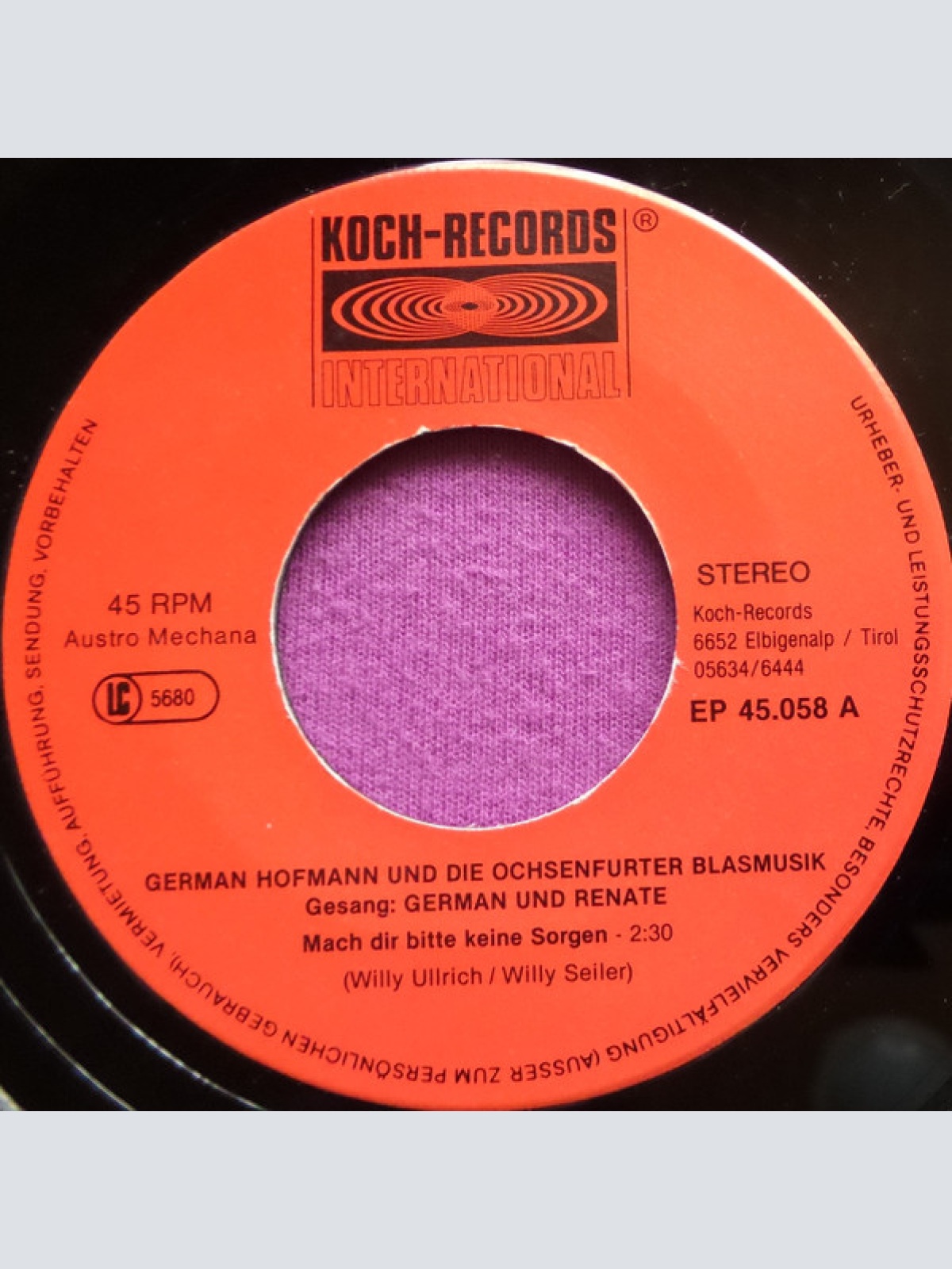 Vinyl / German Hofmann Und Seine Original Ochsenfurter Blasmusik - Mach Dir Bitte Keine Sorgen