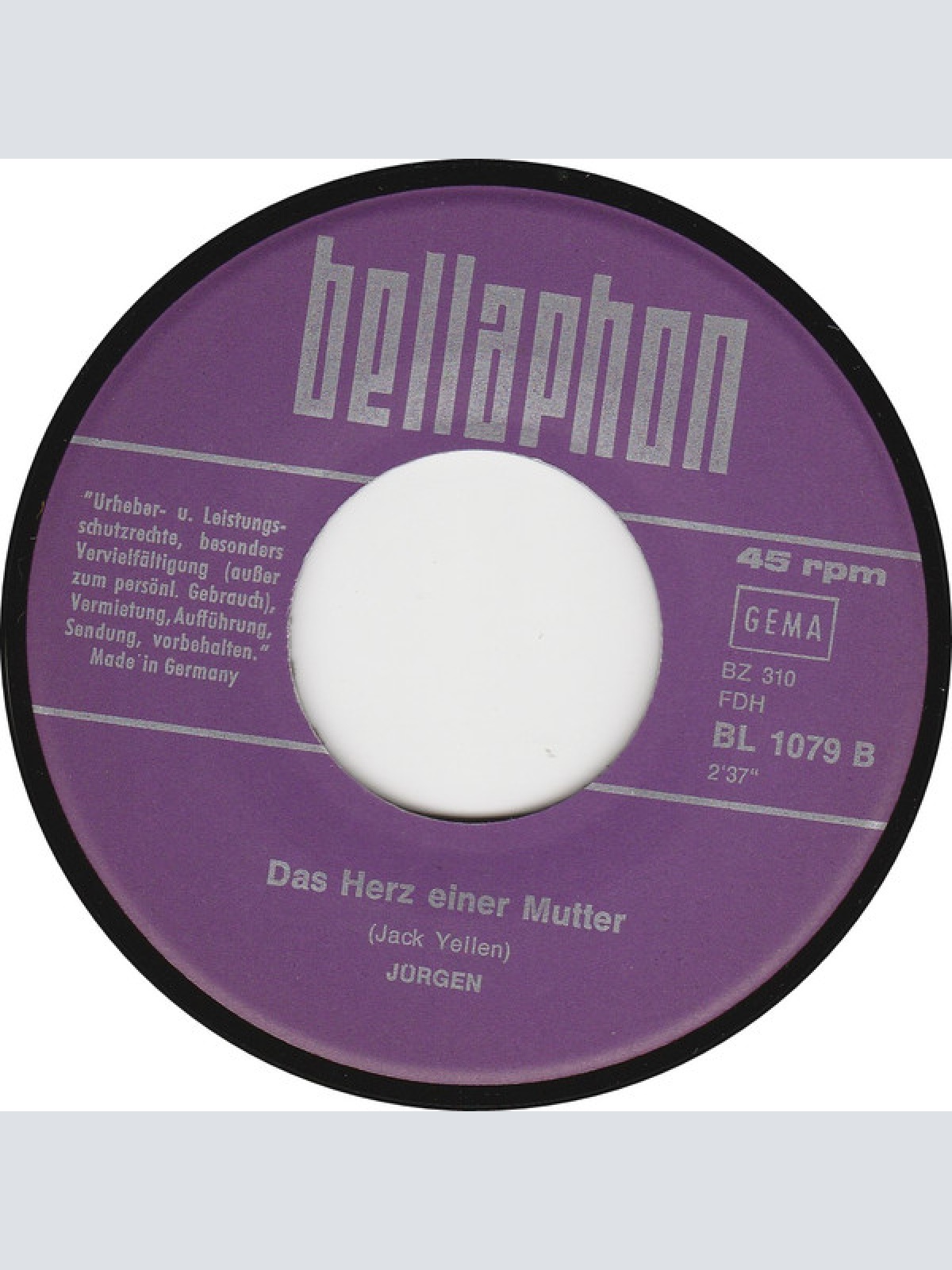 Vinyl / Jürgen* - Das Erste Heimweh / Das Herz Einer Mutter