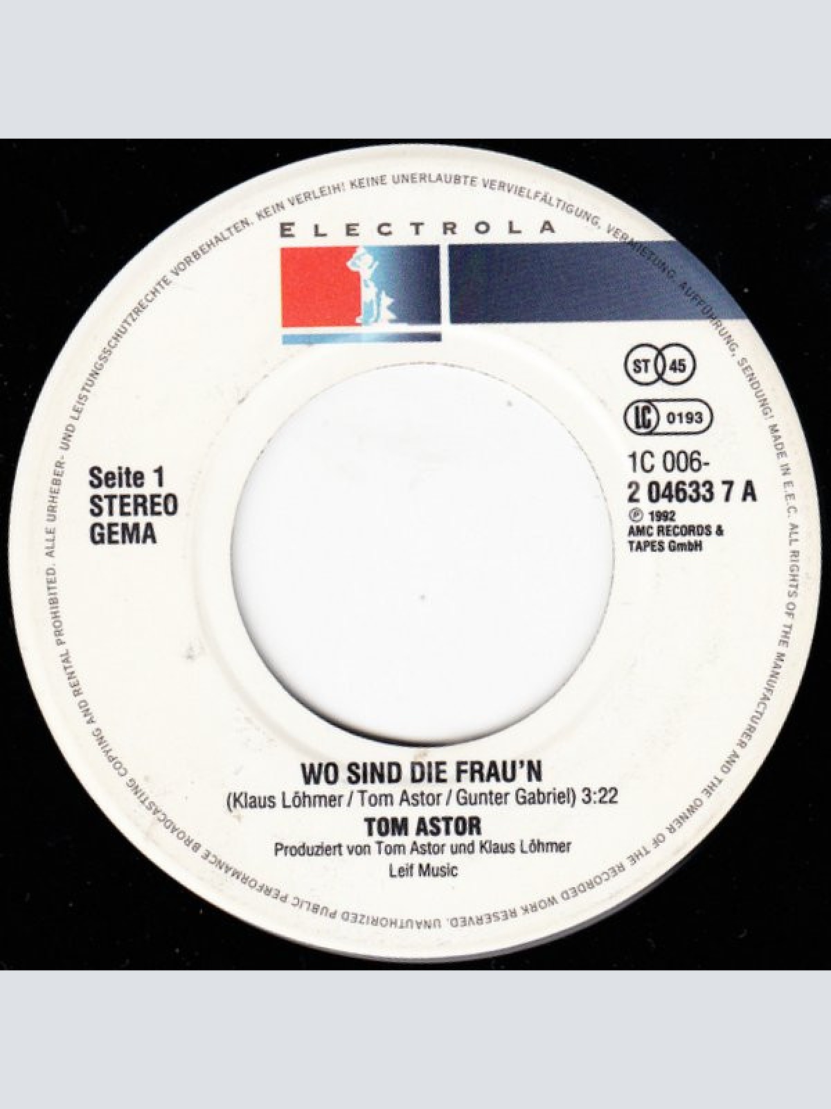 Vinyl / Tom Astor - Wo Sind Die Frau'n