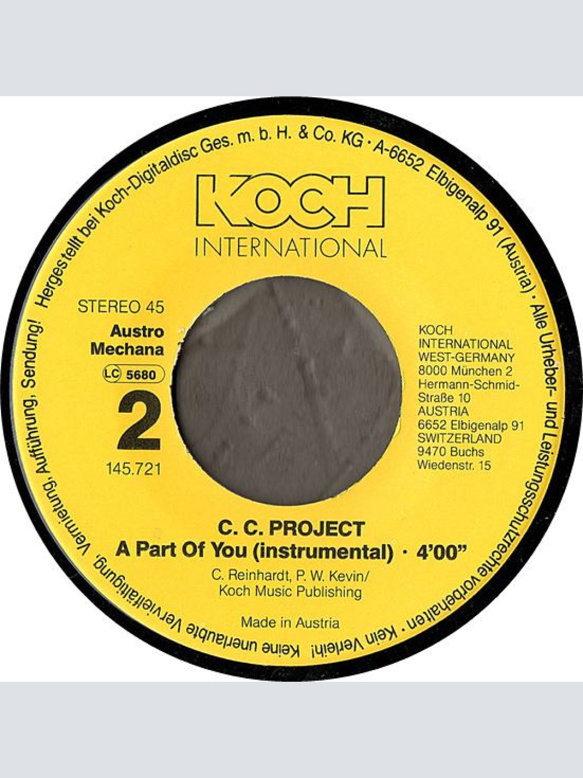 Vinyl / C.C. Project - A Part Of You