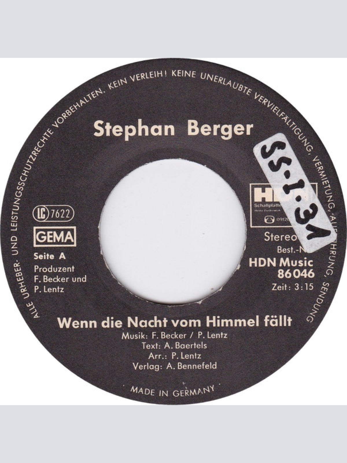 Vinyl / Stephan Berger - Wenn Die Nacht Vom Himmel Fällt