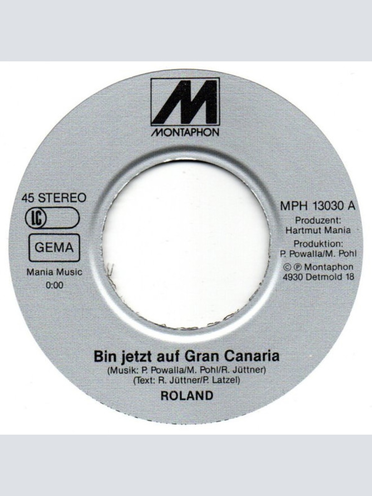Vinyl / Roland (52) - Bin Jetzt Auf Gran Canaria