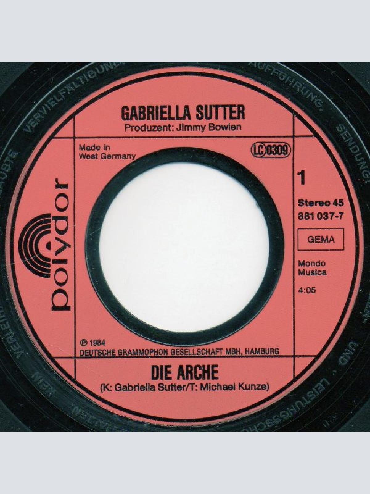 Vinyl / Gabriella Sutter - Die Arche