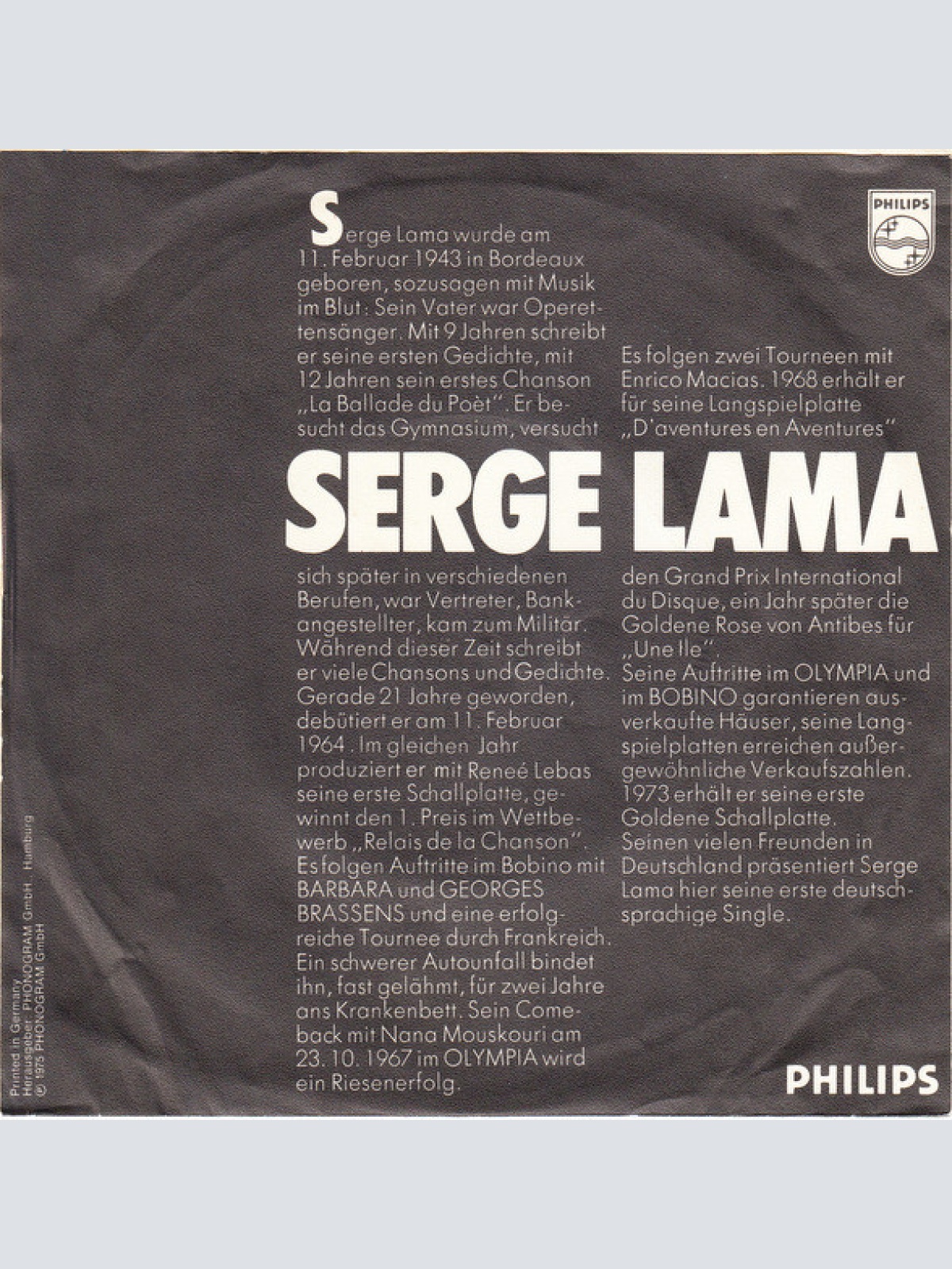 Vinyl / Serge Lama - Ich Bin Verloren