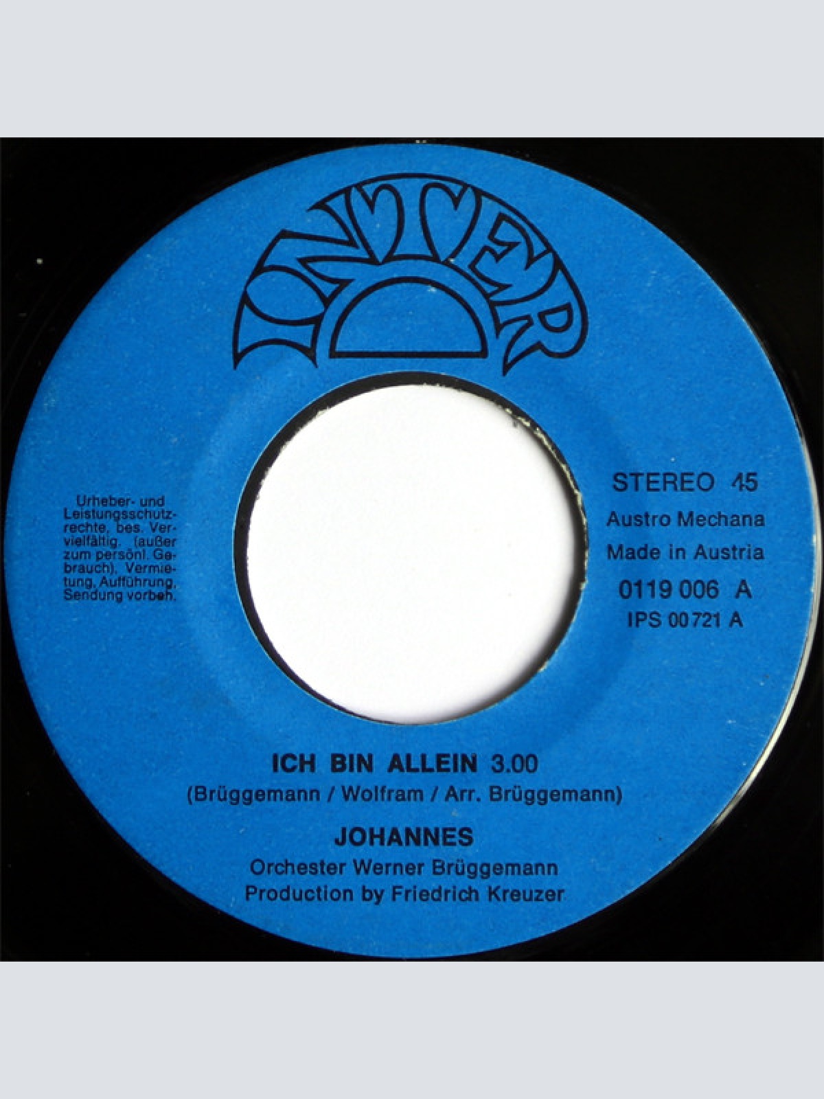 Vinyl / Johannes* - Ich Bin Allein / Lydia