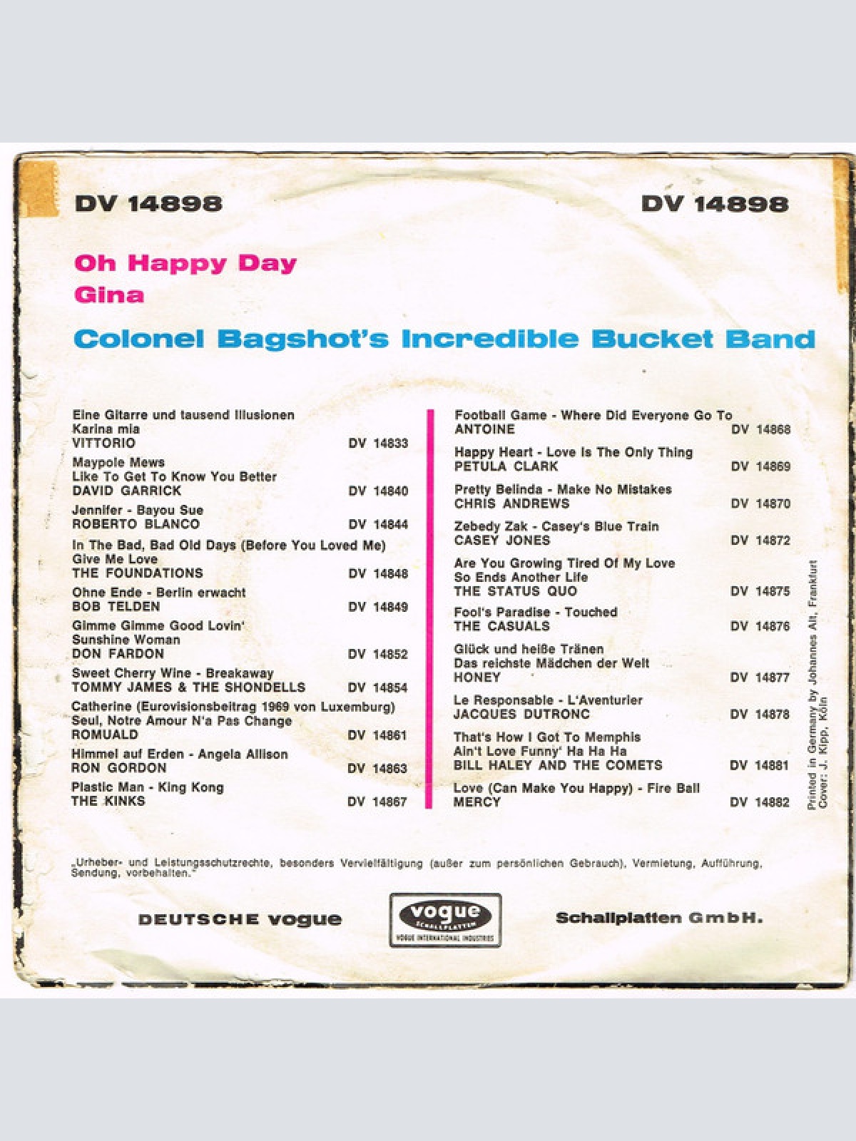 Vinyl / Colonel Bagshot's Incredible Bucket Band* - Oh Happy Day