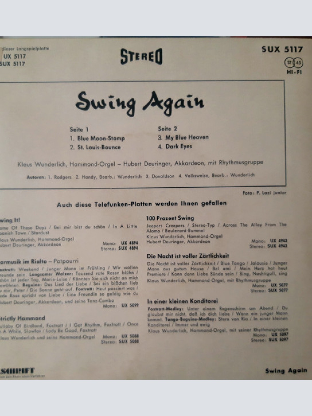 Vinyl / Klaus Wunderlich - Swing Again