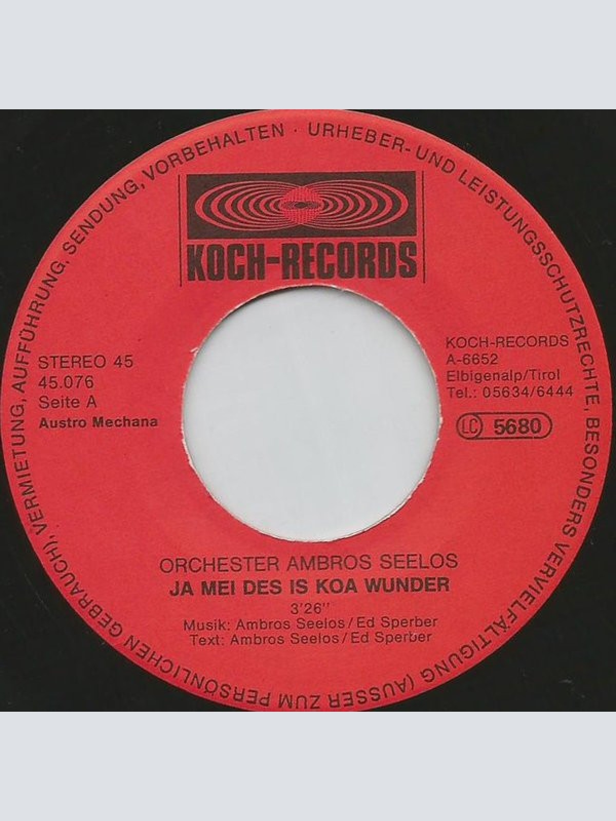 Vinyl / Orchester Ambros Seelos - Ja Mei Des Is Koa Wunder