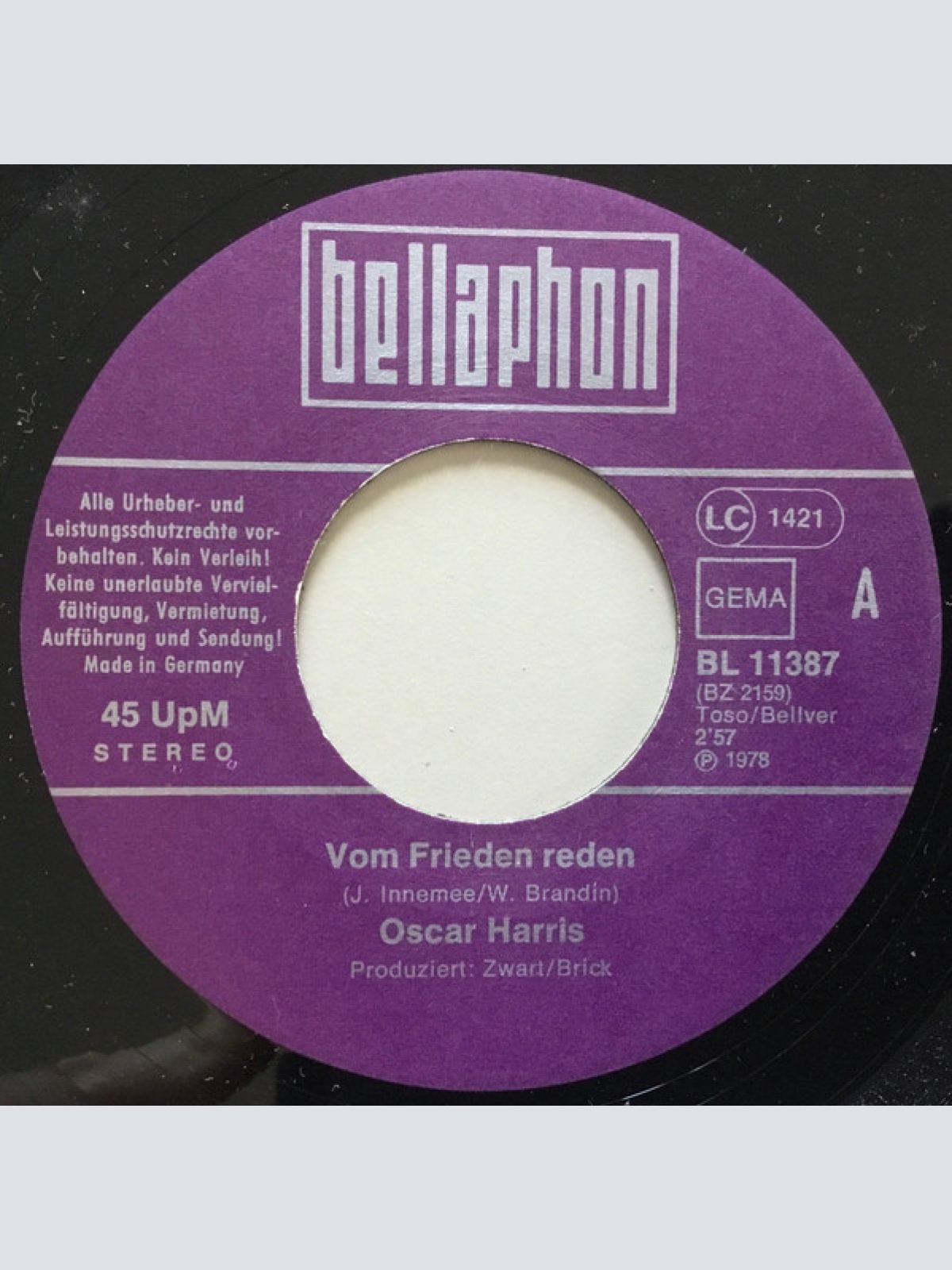 Vinyl / Oscar Harris - Vom Frieden Reden