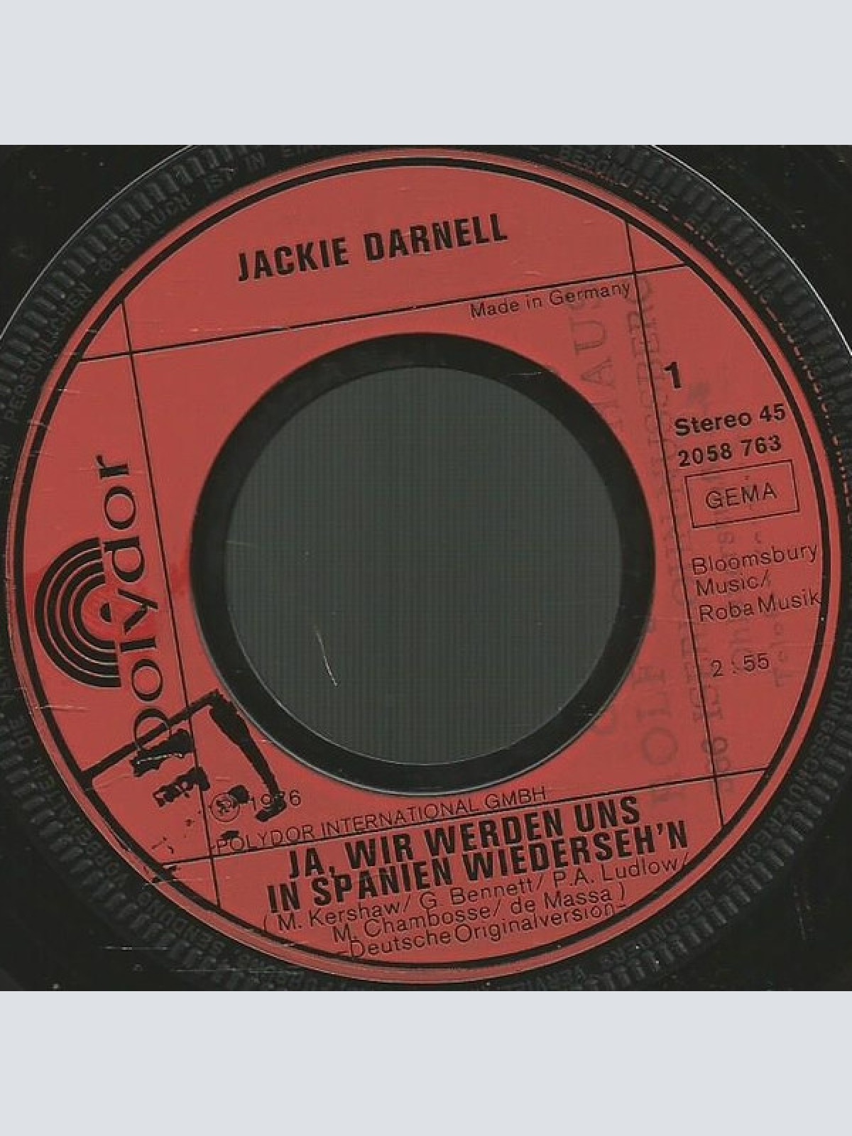 Vinyl / Jackie Darnell - Ja, Wir Werden Uns In Spanien Wiederseh'n / Feuer - So Heiss Wie Feuer