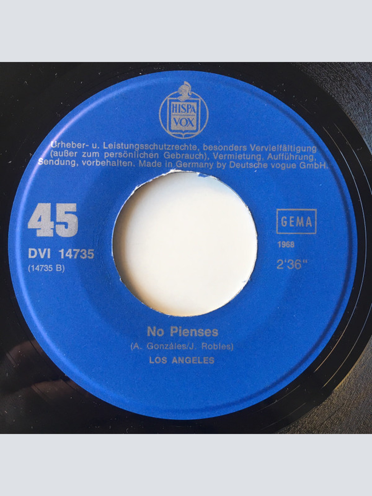 Vinyl / Los Angeles - Mañana, Mañana / No Pienses