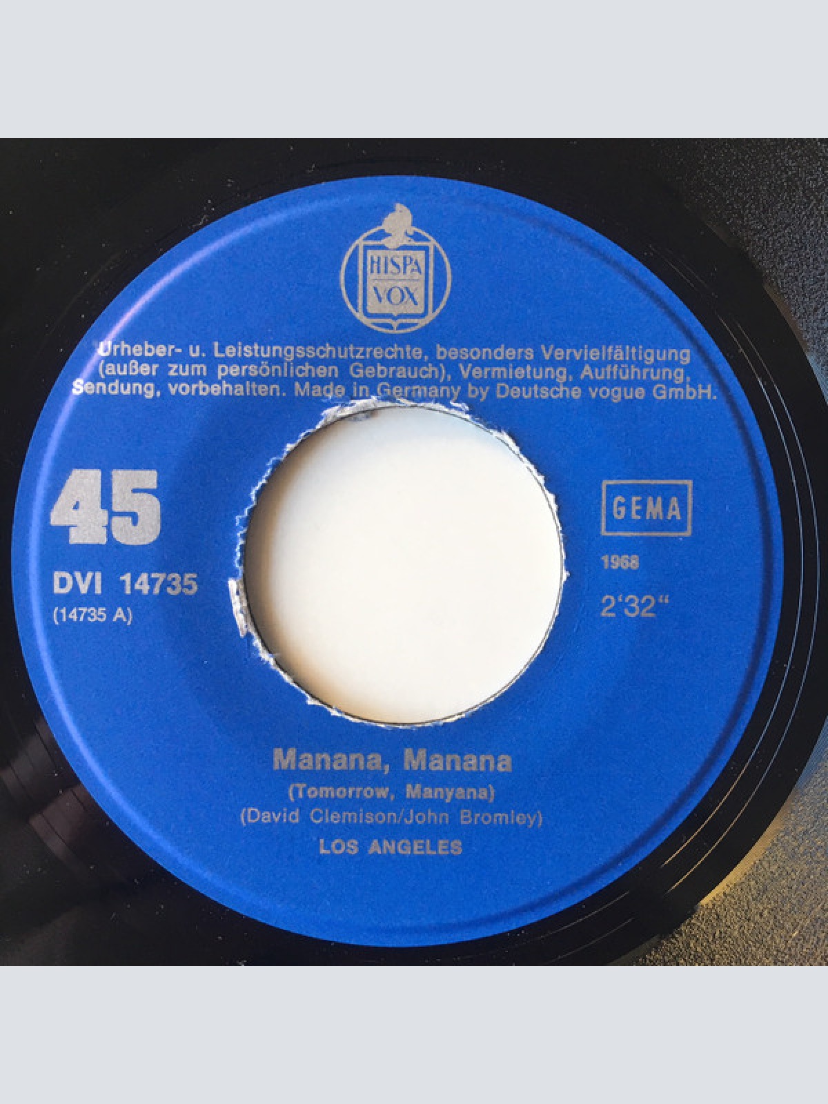 Vinyl / Los Angeles - Mañana, Mañana / No Pienses