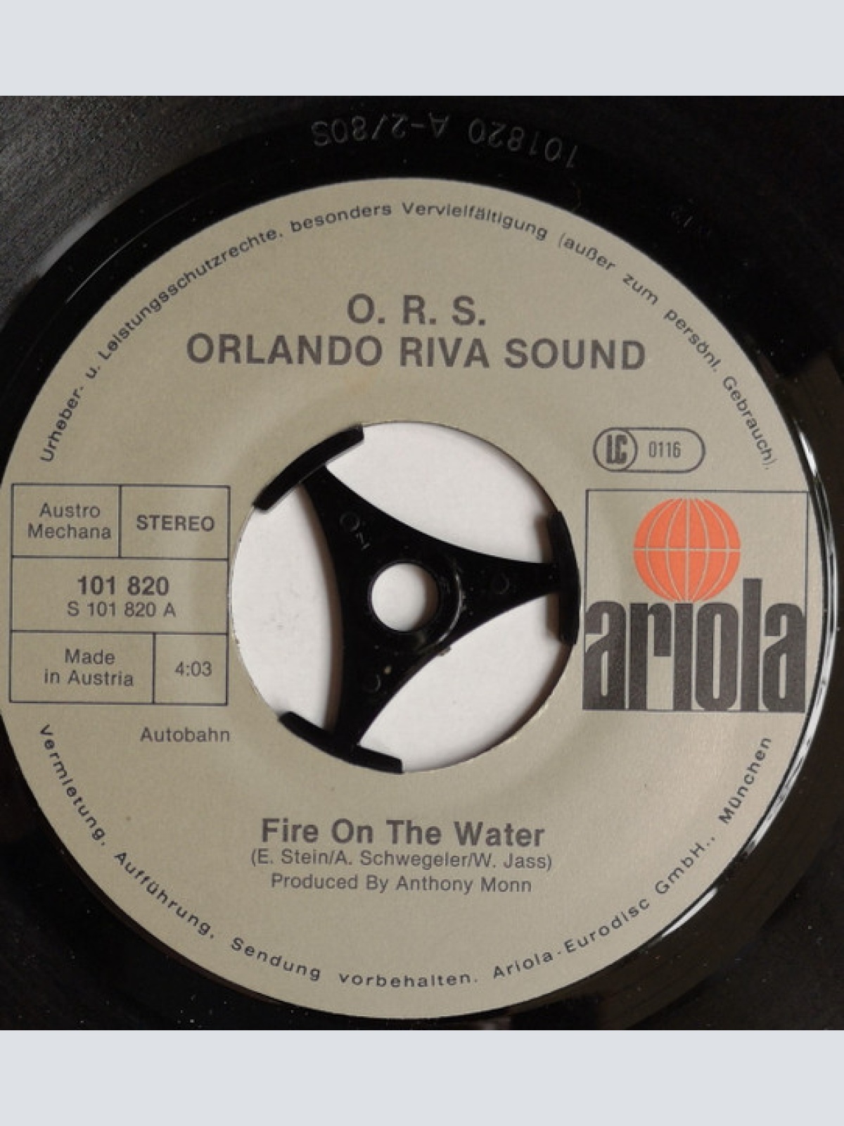 Vinyl / O.R.S. Orlando Riva Sound* - Fire On The Water / The Blaze