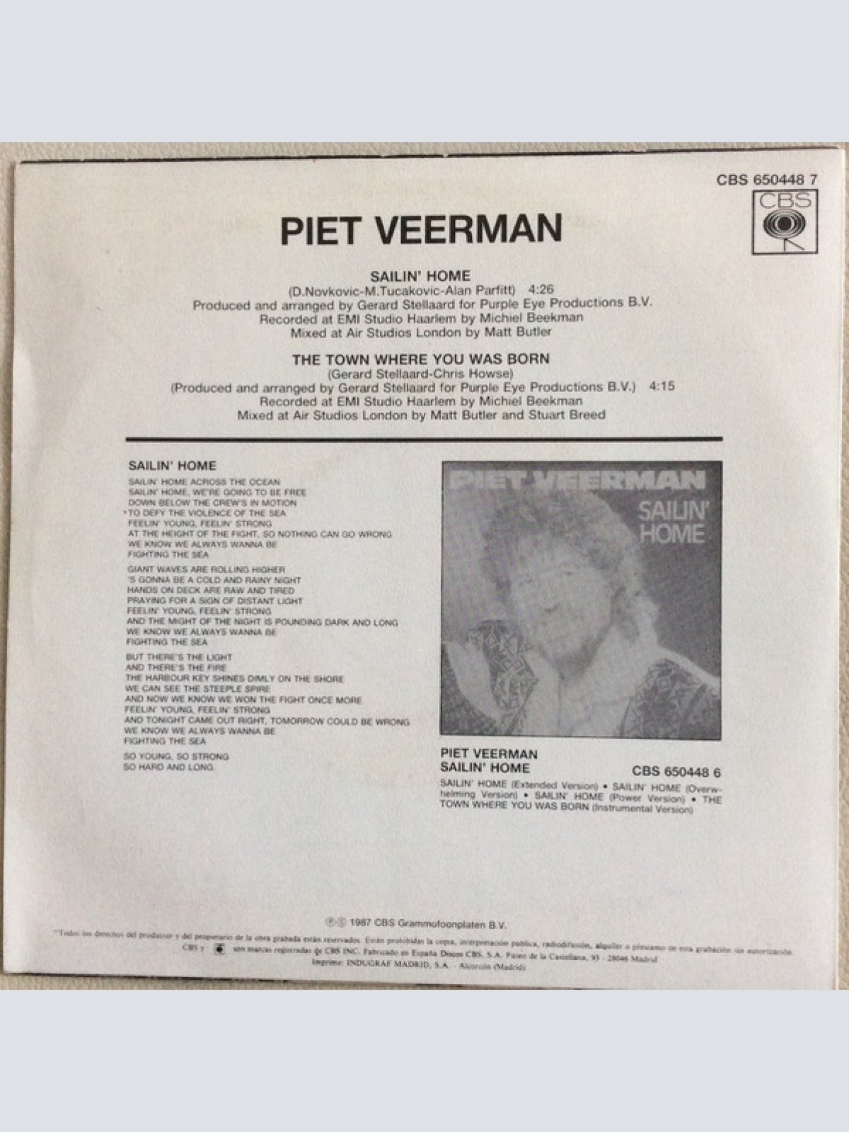 Vinyl / Piet Veerman - Sailin' Home