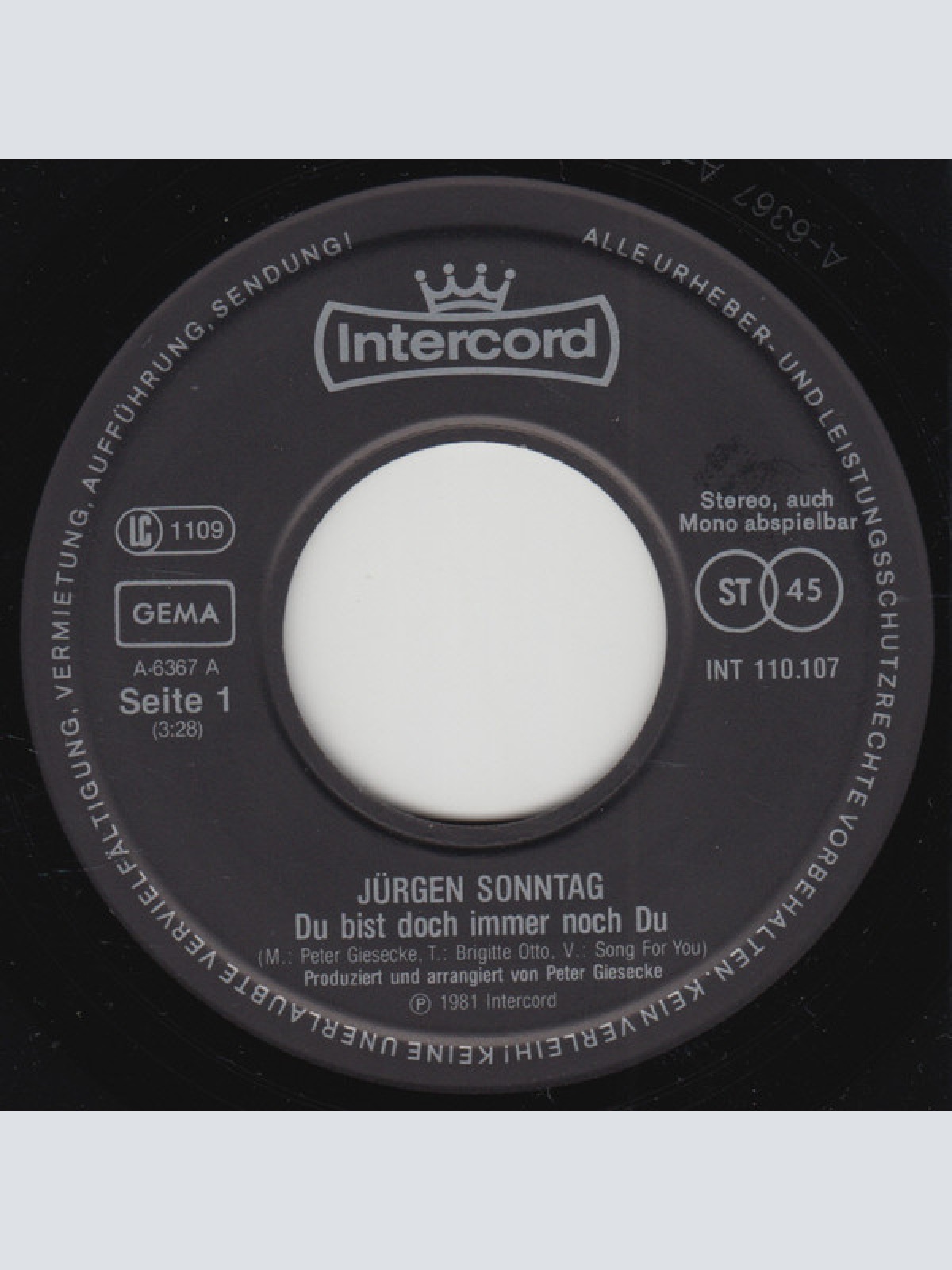 Vinyl / Jürgen Sonntag - Du Bist Doch Immer Noch Du