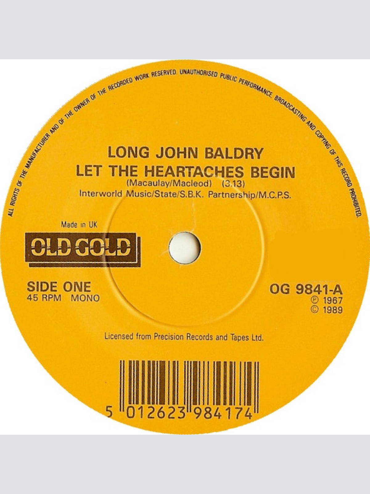 Vinyl / Long John Baldry - Let The Heartaches Begin  /  Mexico