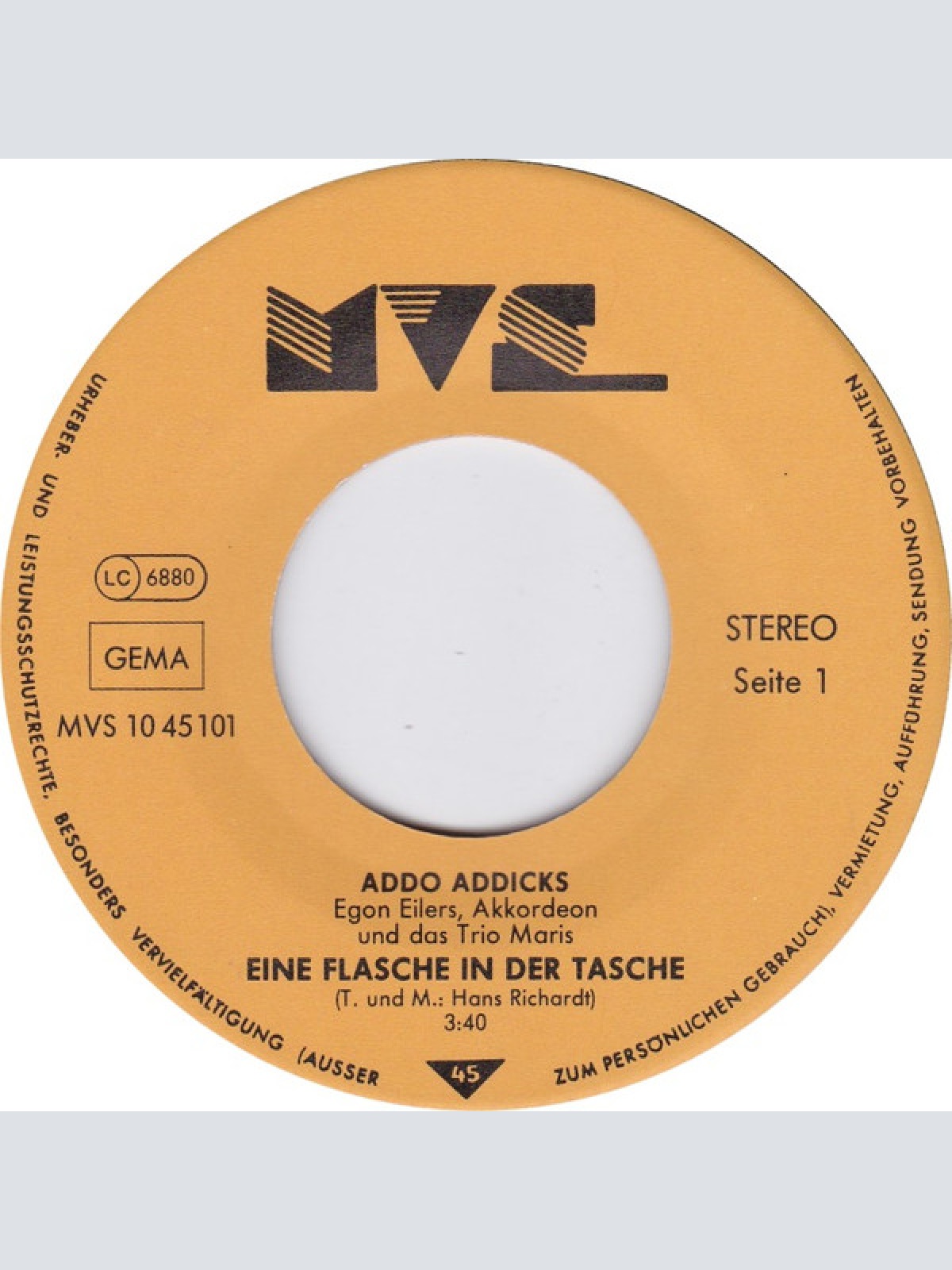 Vinyl / Addo Addicks - Eine Flasche In Der Tasche / Een Little Drink In The Morningtime