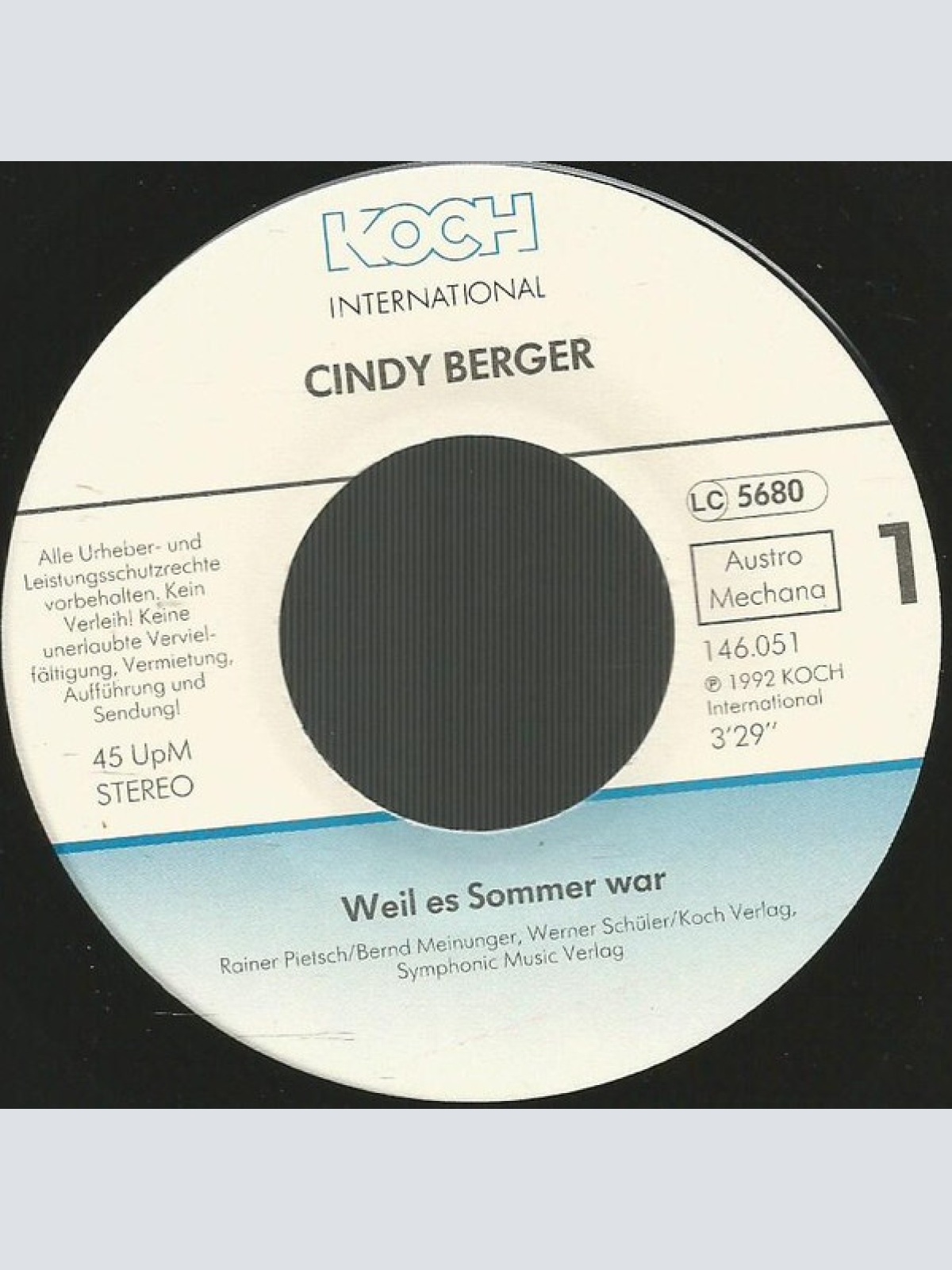 Vinyl / Cindy Berger - Weil Es Sommer War
