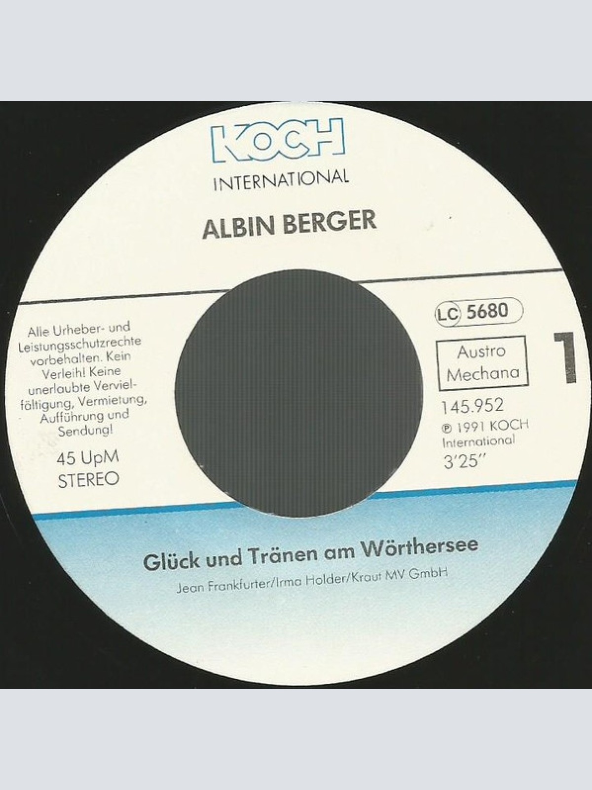 Vinyl / Albin Berger - Glück Und Tränen Am Wörthersee