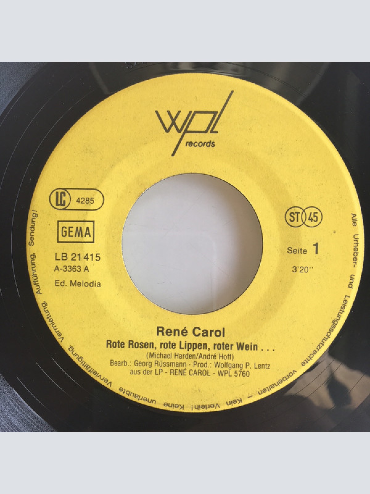 Vinyl / René Carol - Rote, Rosen, Rote Lippen, Roter Wein