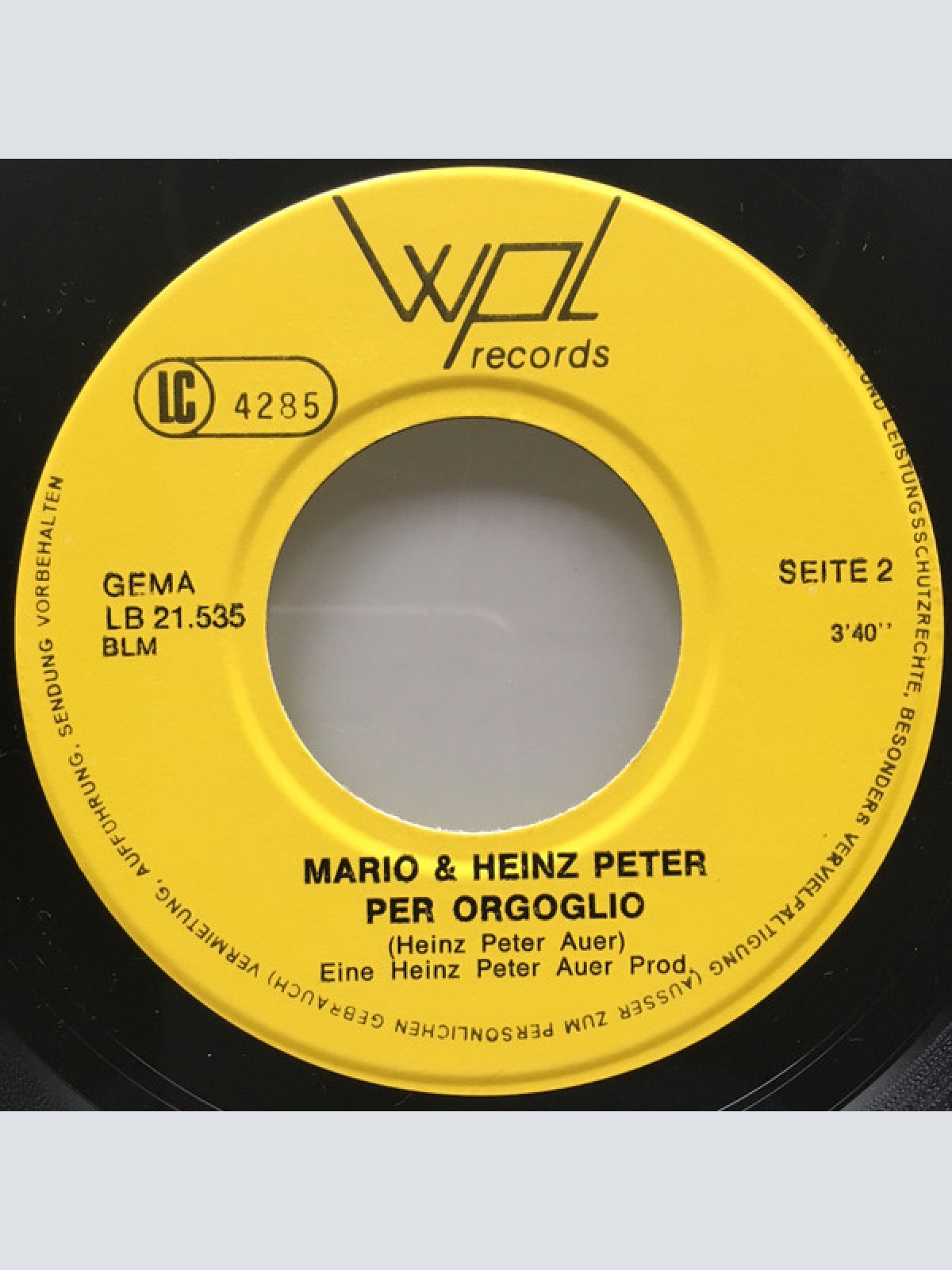 Vinyl / Mario & Heinz-Peter - Una Ragazza Come Te / Per Orgoglio