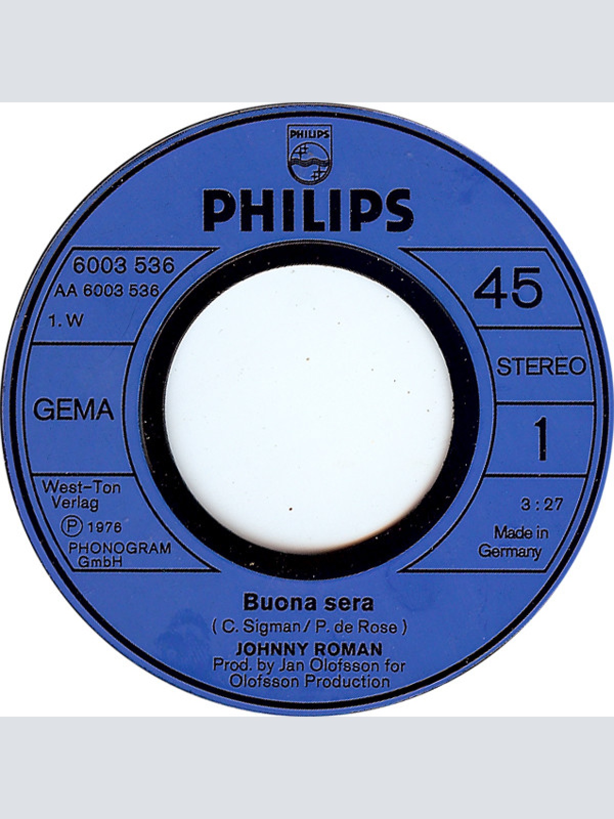 Vinyl / Johnny Roman - Buona Sera