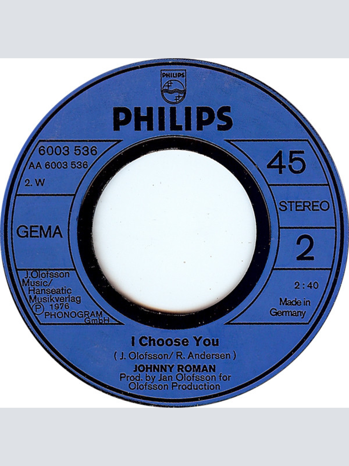 Vinyl / Johnny Roman - Buona Sera