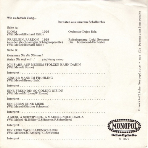 Vinyl / Orchester Dajos Bela*, Luigi Bernauer - Wie Es Damals Klang... Raritäten Aus Unserem Schallarchiv