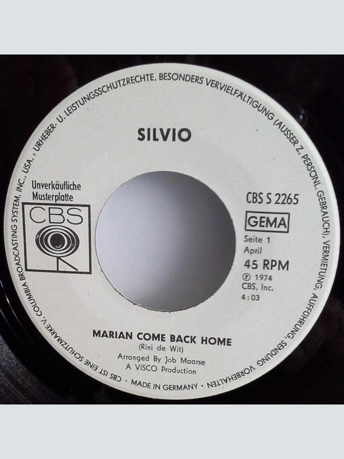 Vinyl / Silvio (3) - Marian Come Back Home