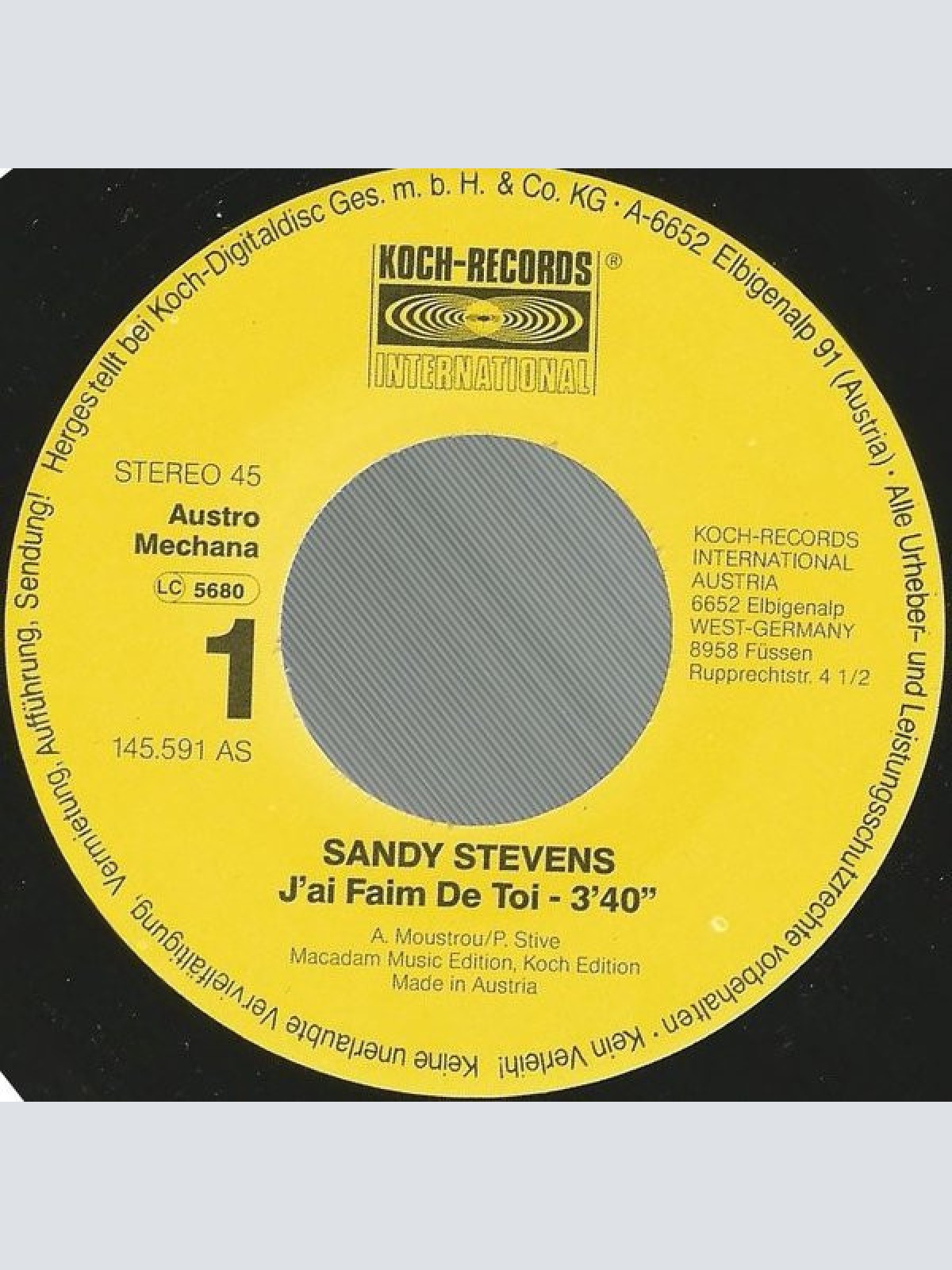 Vinyl / Sandy* - J'ai Faim De Toi