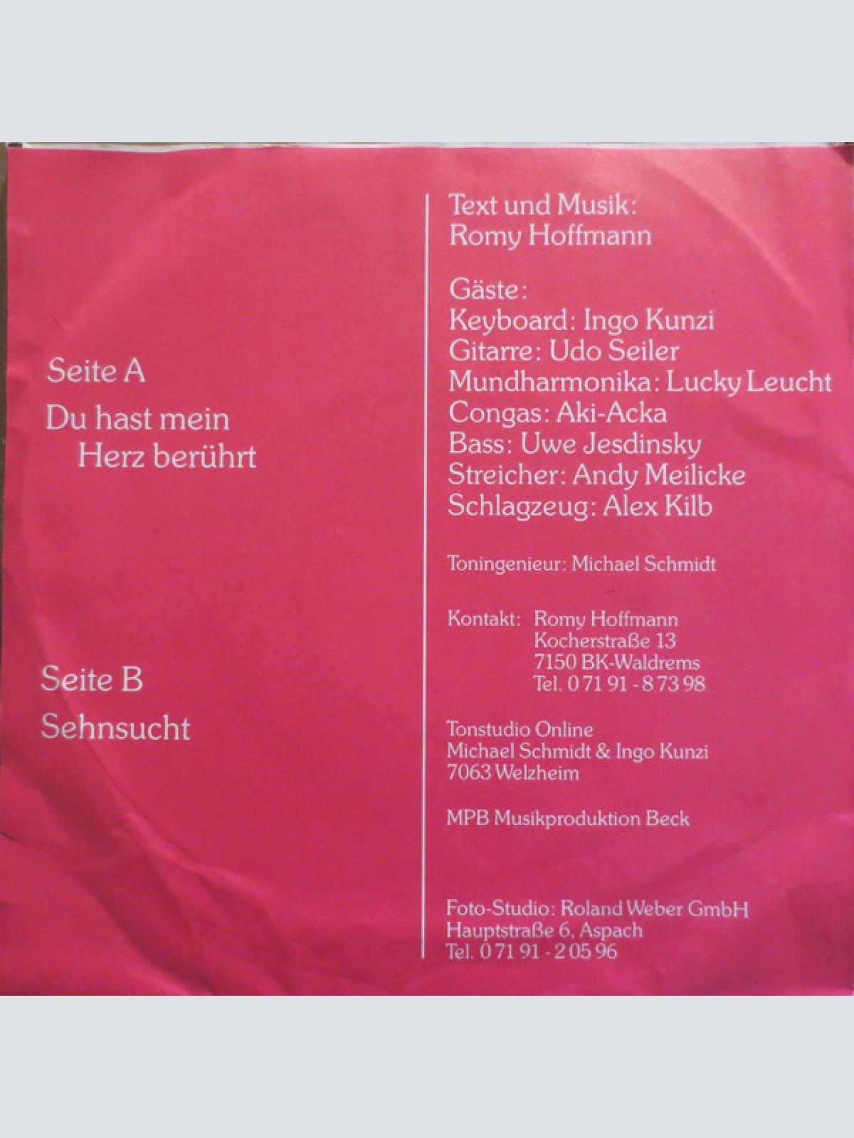 Vinyl / Romy Hoffmann - Du Hast Mein Herz Berührt / Sehnsucht