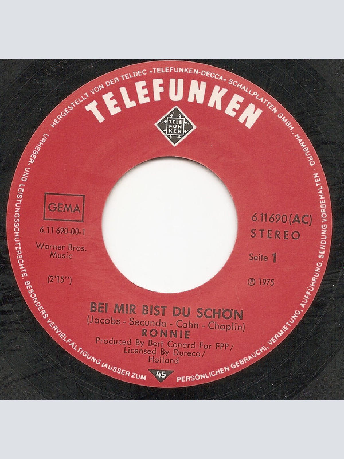 Vinyl / Ronnie (24) - Bei Mir Bist Du Schön