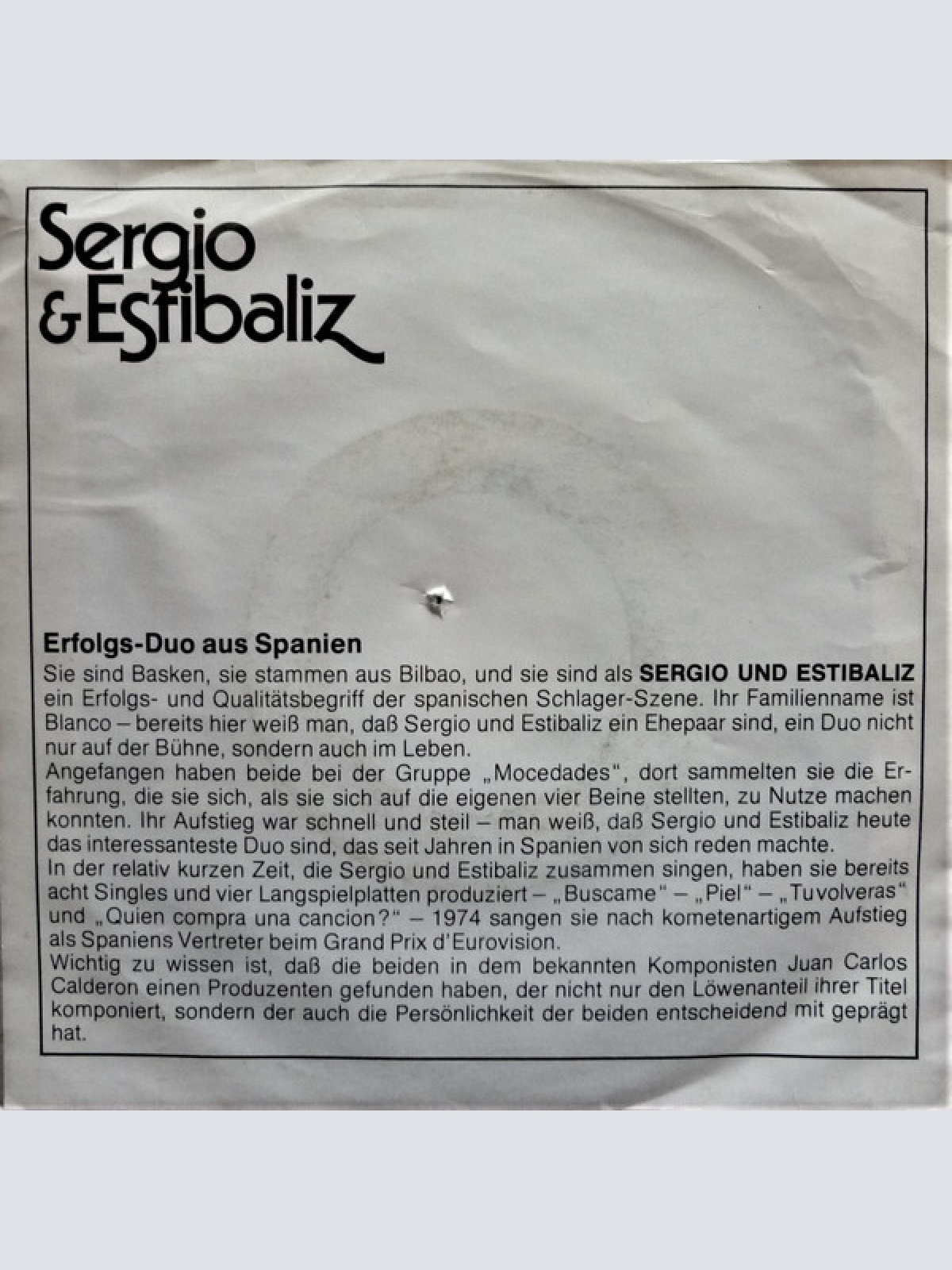 Vinyl / Sergio & Estibaliz* - La Llamada / Música, Música, Música