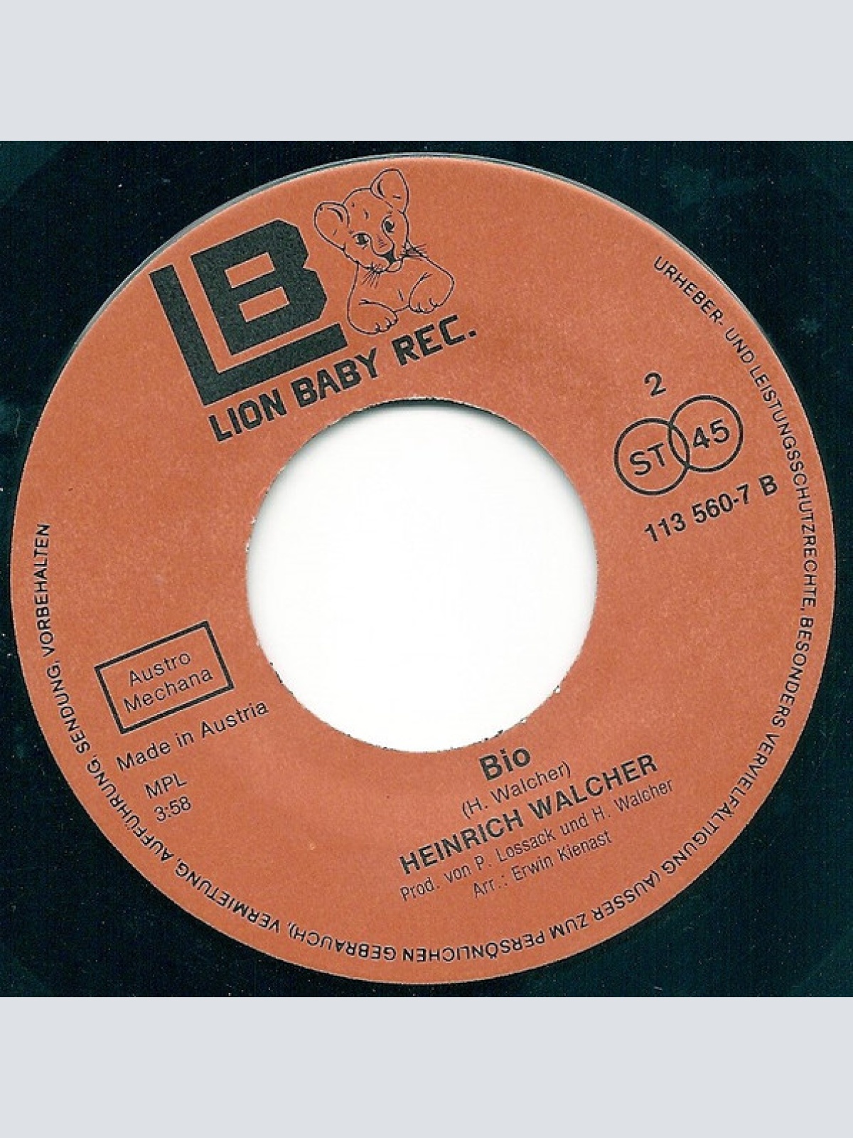 Vinyl / Heinrich Walcher - Dein Gemecker Geht Ma Am Wecker