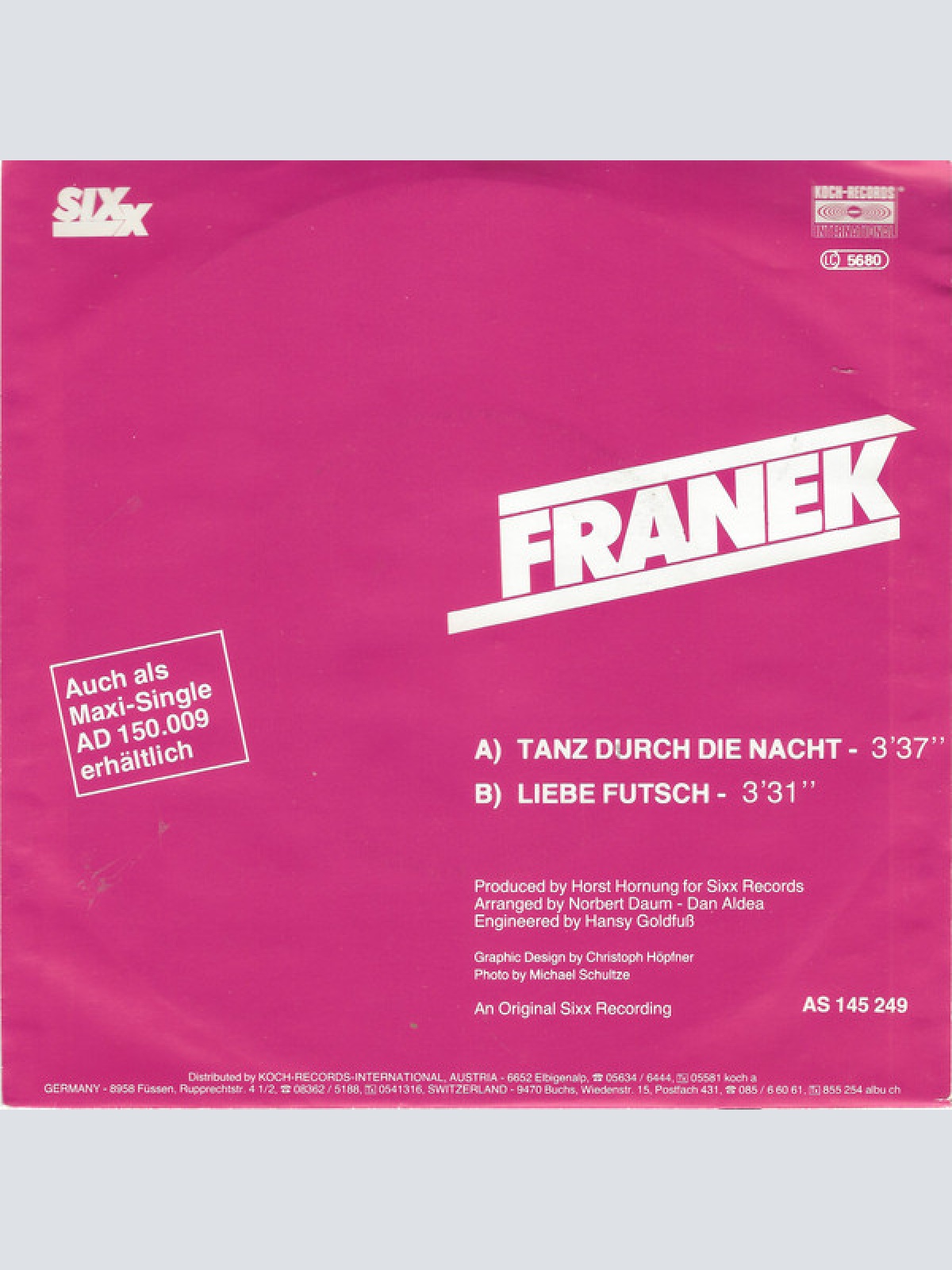 Vinyl / Franek* - Tanz Durch Die Nacht