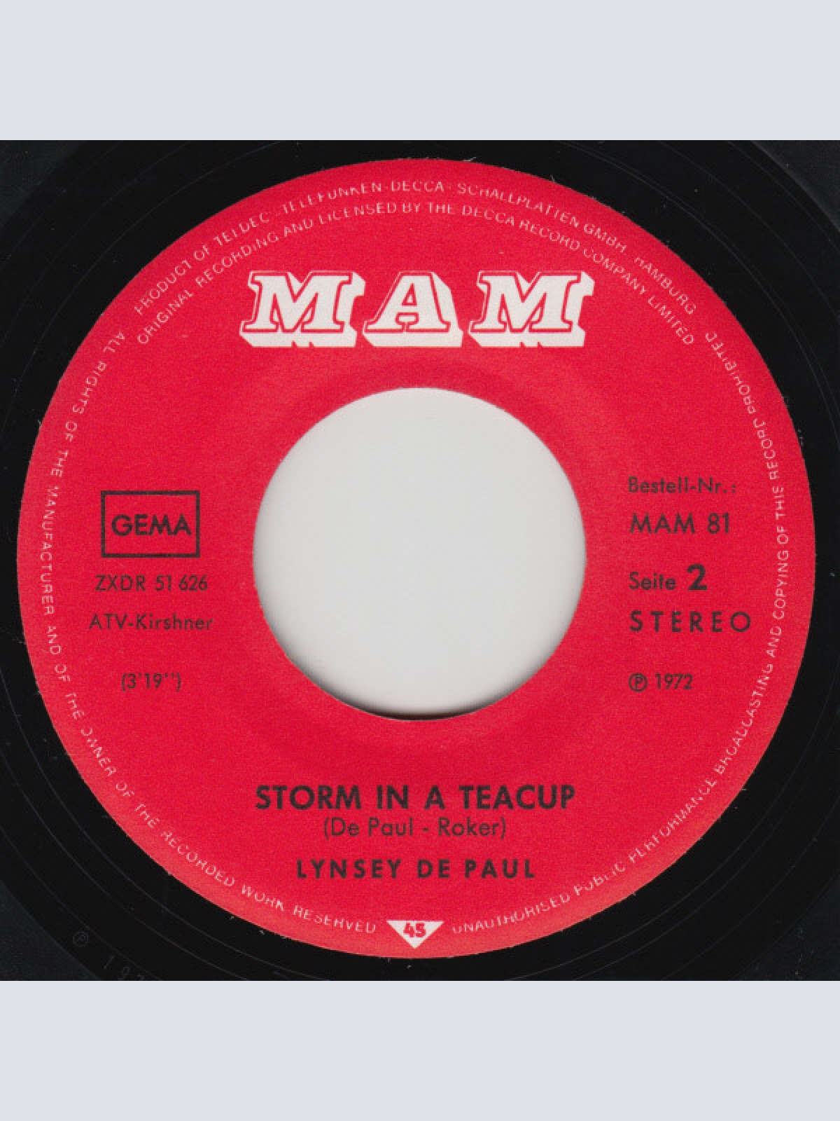 Vinyl / Lynsey De Paul - Sugar Me / Storm In A Teacup