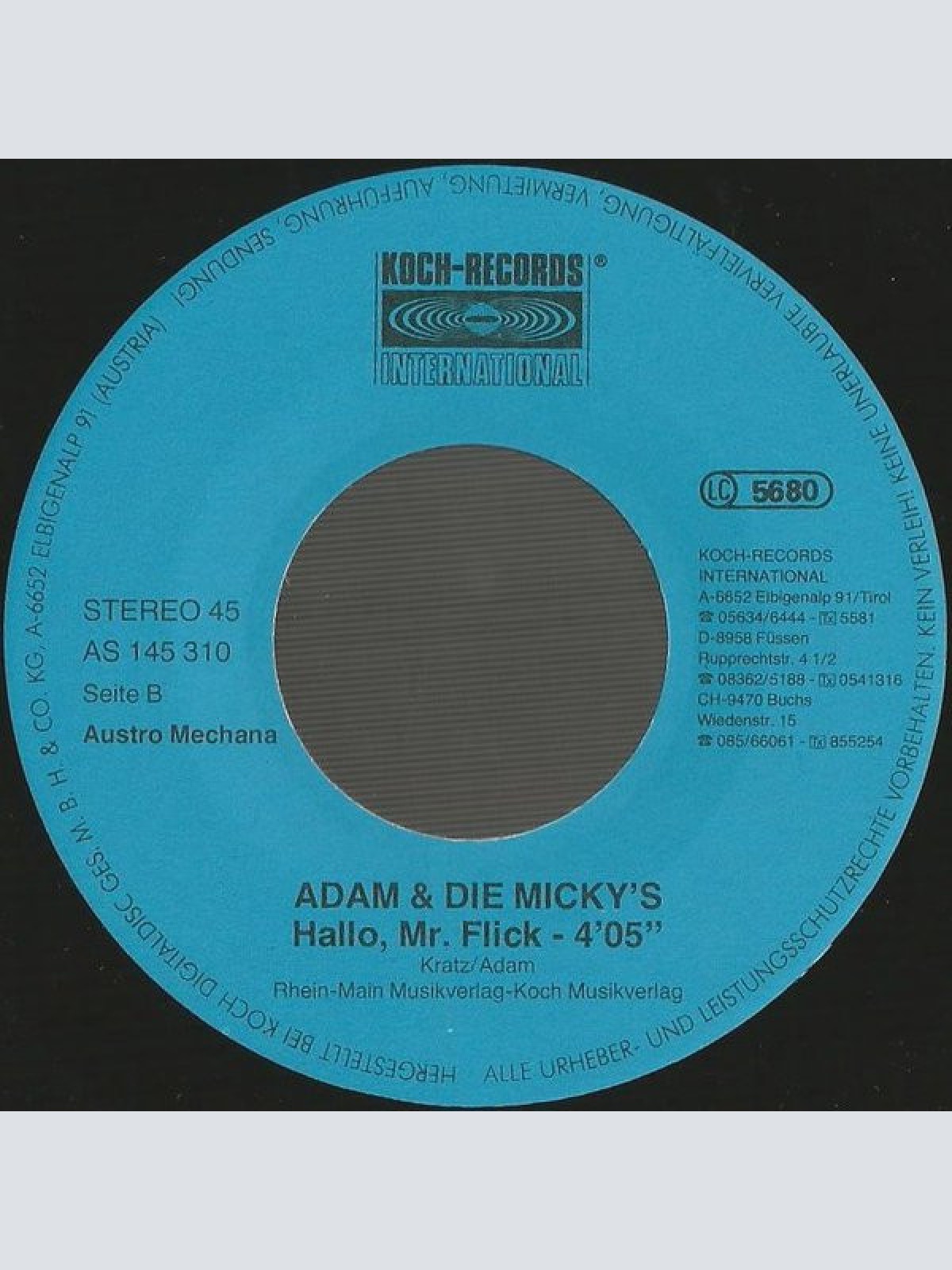 Vinyl / Adam Und Die Micky's - Das Starkstromlied
