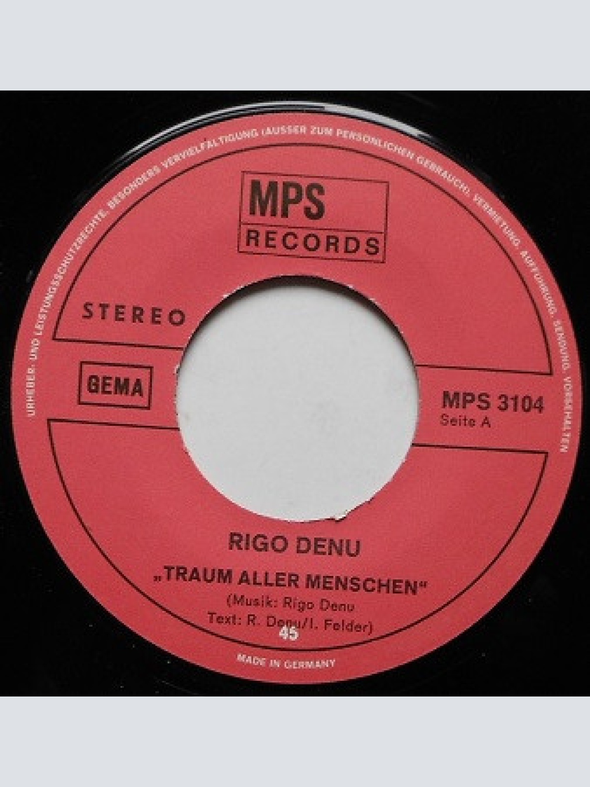 Vinyl / Rigo Denu - Traum Aller Menschen