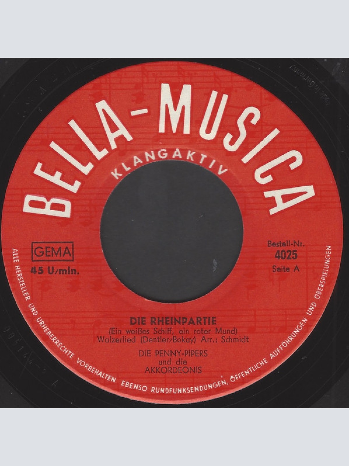 Vinyl / Die Penny-Pipers Und Die Akkordeonis - Die Rheinparty / Du Schöner Lohngrin
