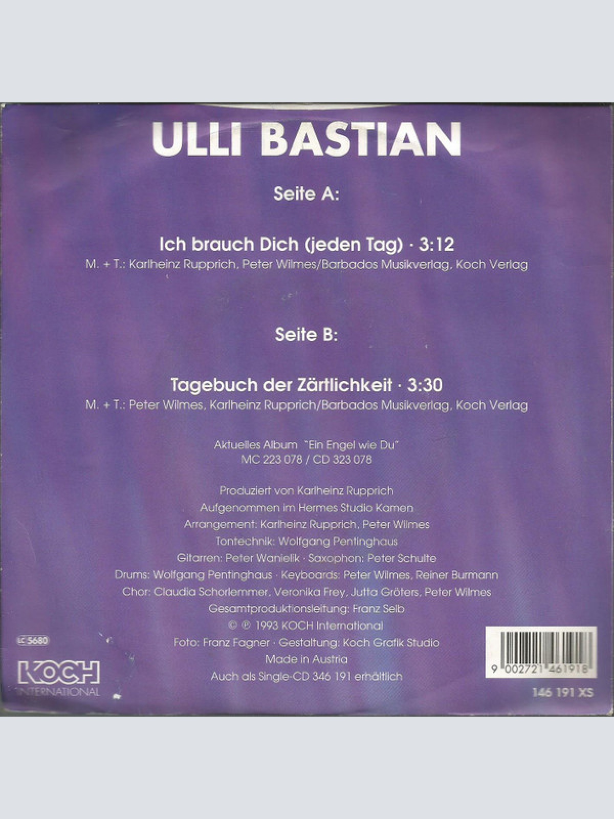 Vinyl / Ulli Bastian - Ich Brauch Dich (Jeden Tag)