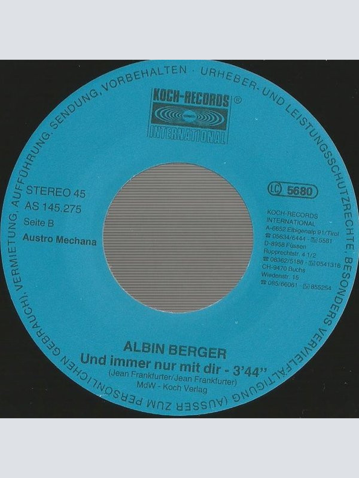 Vinyl / Albin Berger - Du Hast Im Schlaf Seinen Namen Genannt