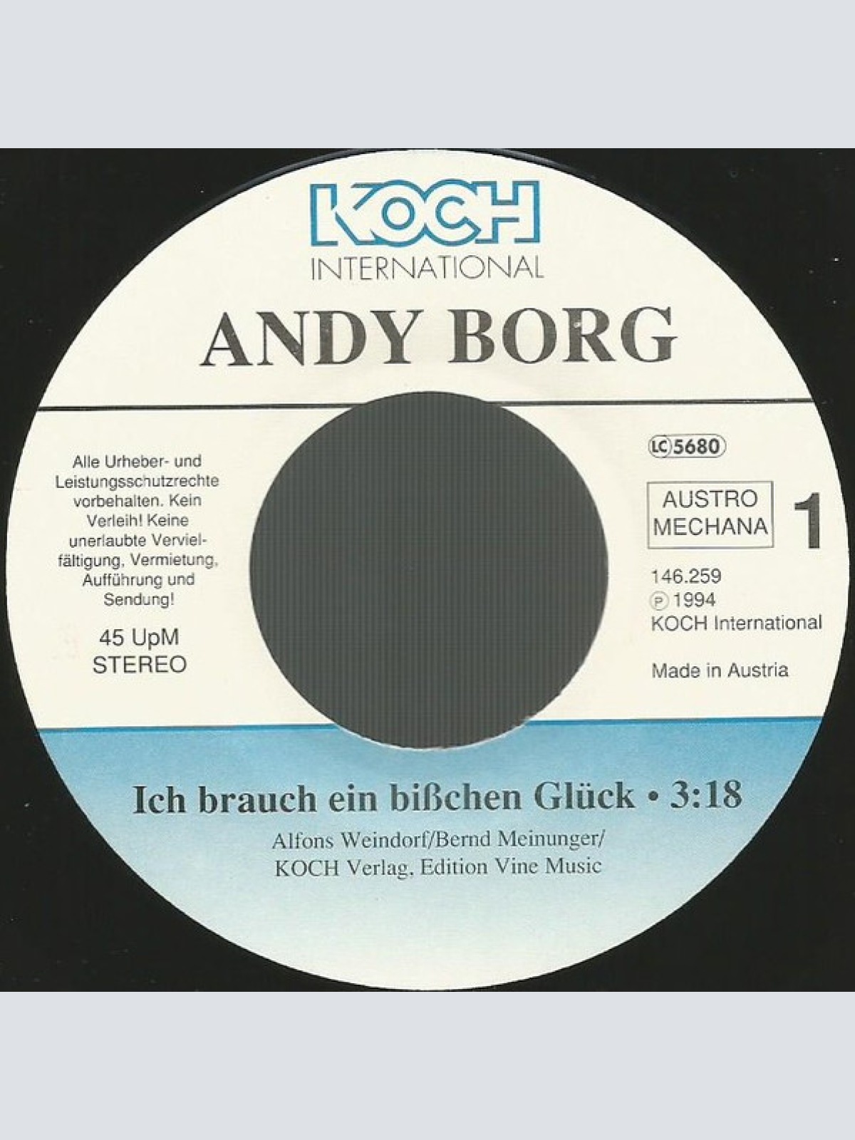 Vinyl / Andy Borg - Ich Brauch Ein Bisschen Glück