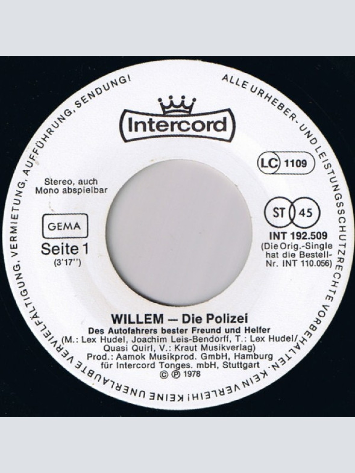 Vinyl / Willem (2) & Die Polizei - Des Autofahrers Bester Freund Und Helfer