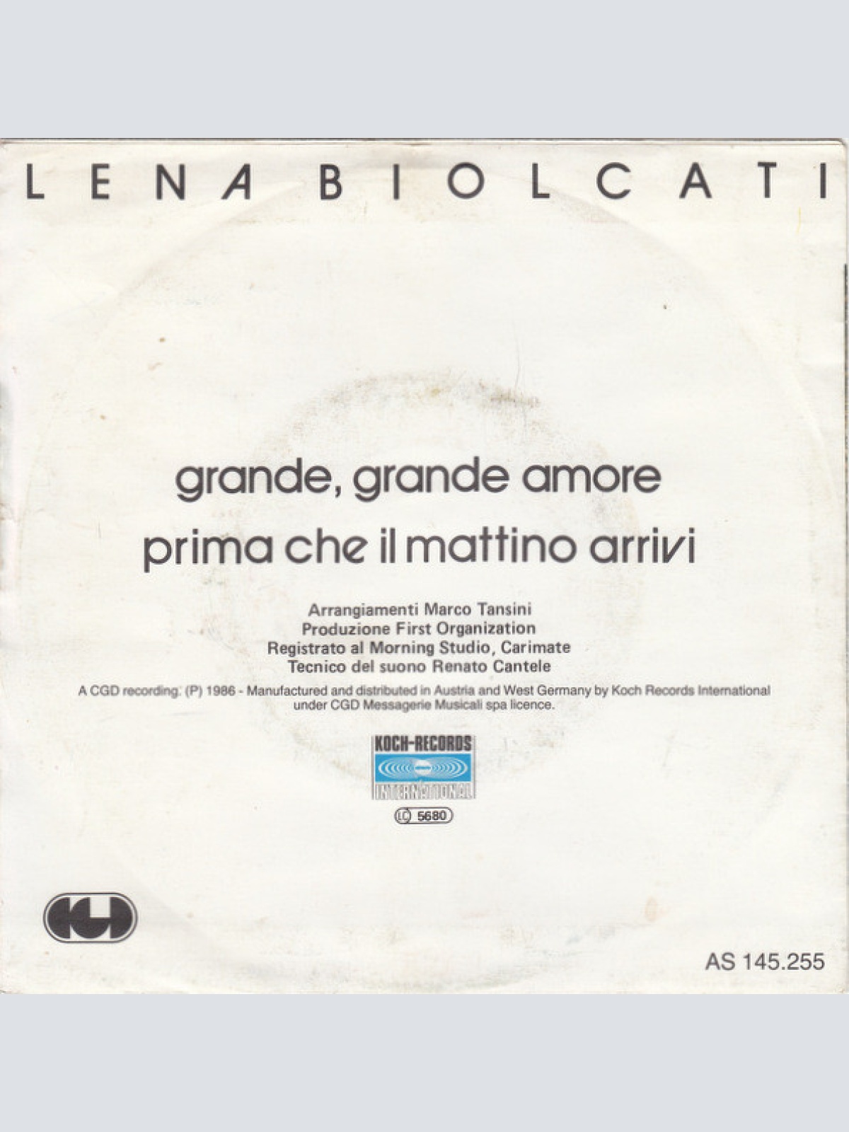 Vinyl / Lena Biolcati - Grande, Grande Amore